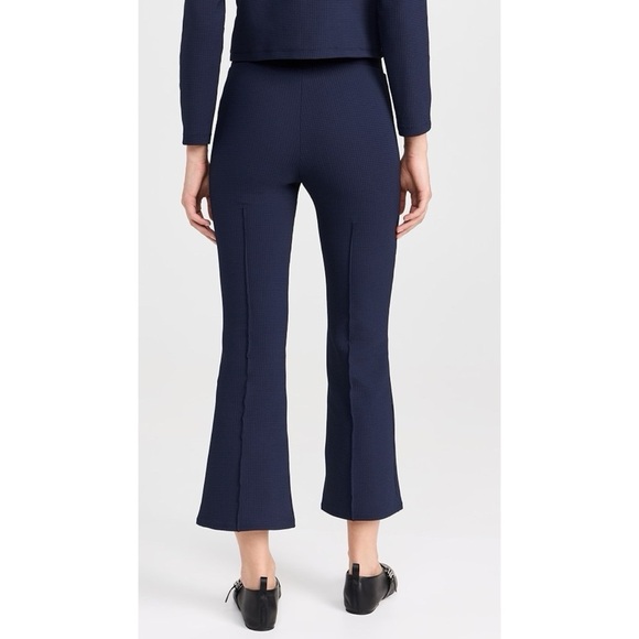 DONNI The Box Weave Stretch Kick Flare Pants Navy Blue Medium - Picture 11 of 13